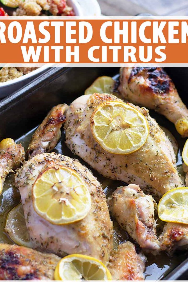 Receta de pollo asado con cítricos y hierbas |
