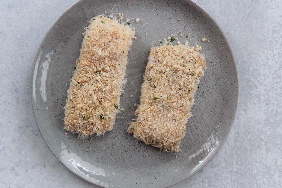 Halibut con costra de parmesano a la plancha - Cocinado por Julie